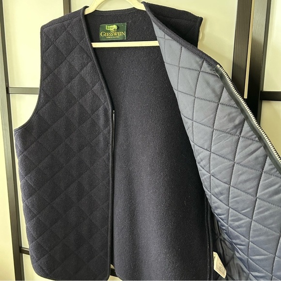 [16] Giesswein Austria Navy Blue Quilted 100% Pure New Wool Zippered Vest Women - Picture 8 of 12